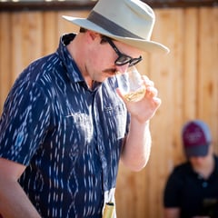 Man smelling glass of Idaho riesling