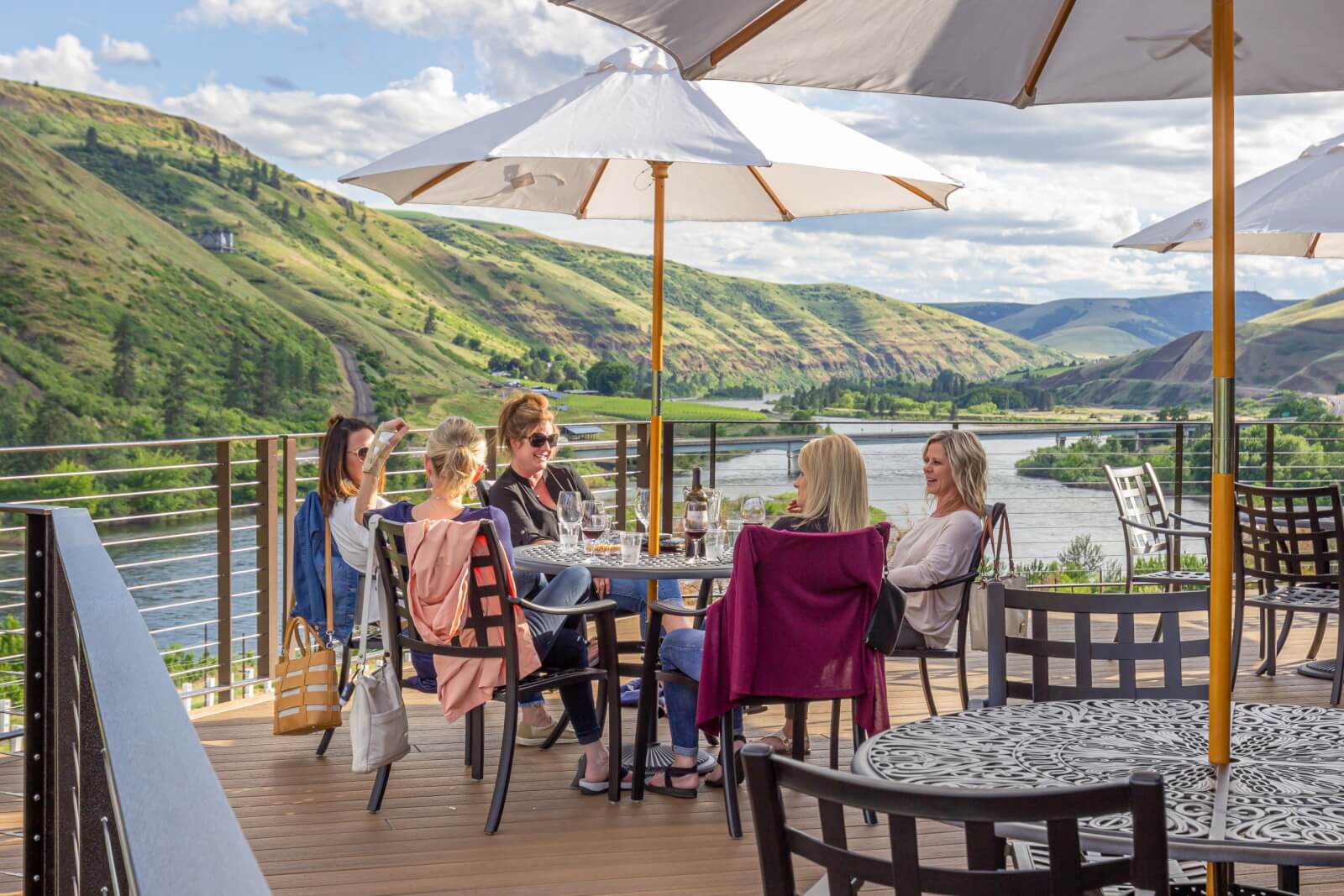 Rivaura winery patio with scenic geography