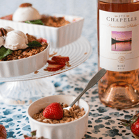 Strawberry rhubarb crisp & Ste. Chapelle Rosé