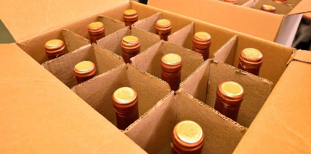 Idaho wine bottles in case